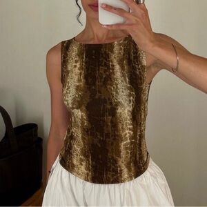 Reformation Dusk Knit Top Snake Lizard  Print size M Sleeveless